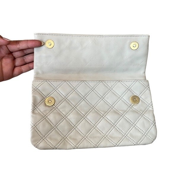 Marc Jacobs Quilted‎ Leather Envelope Clutch Beige Cream